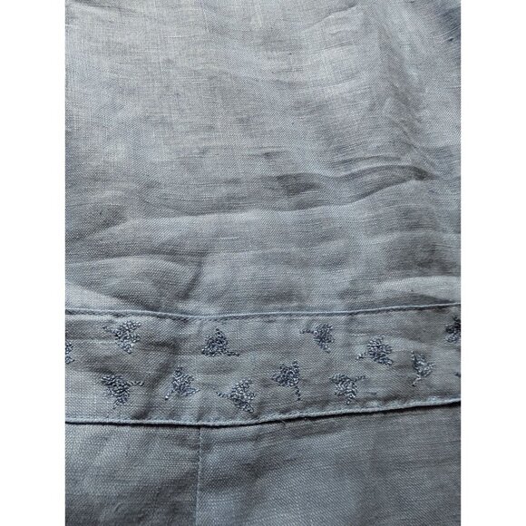 L.L.Bean Womens Light Blue Linen Sleeveless Embroidered Dress Size 12 Regular - Picture 5 of 8